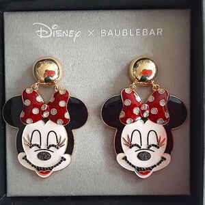 BaubleBar x Disney Minnie Mouse Glittery Statement Dangle Earrings New